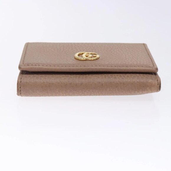 GUCCI GG Marmont Trifold Wallet Leather Beige Gold - Picture 6 of 15